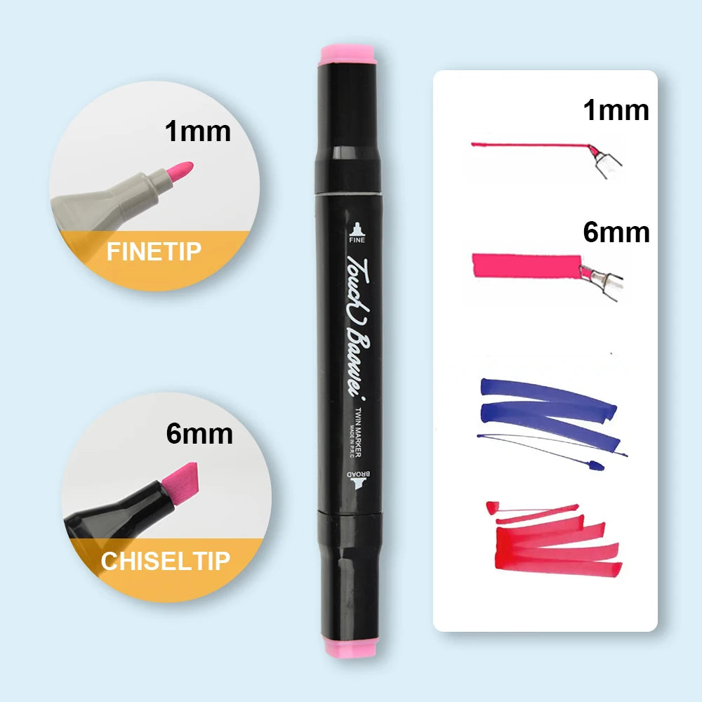 24/36/60/80/120/168 Colors Double Headed Oily Art Marker Pen Set for Draw Sketching ,Manga Illustration And Artistic Drawing
