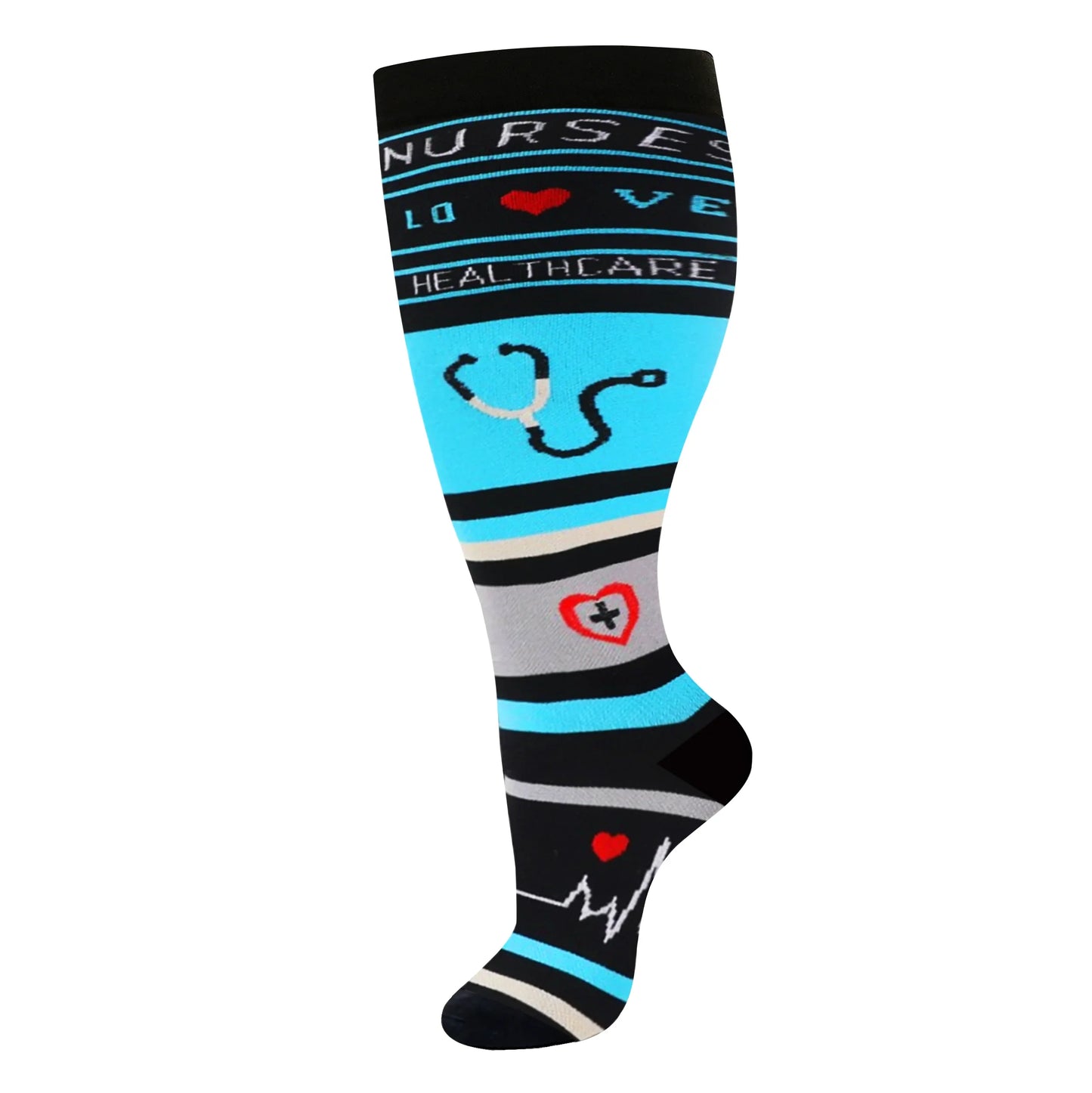 Plus Size Compression Socks for Women Men 20-30 MmHg Wide Calf Extra Large Knee High Flight Sock for Circulation Support 2XL-4XL