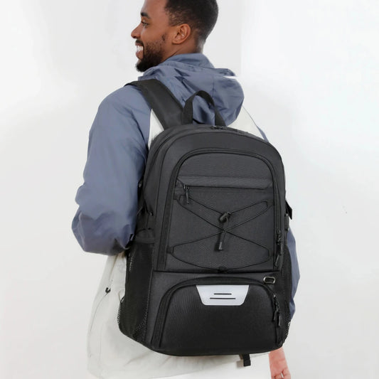 15.6" Laptop Reflective Strip Gym Bag for Men Women 35L Sports Basketball Backpack with Shoe Compartment