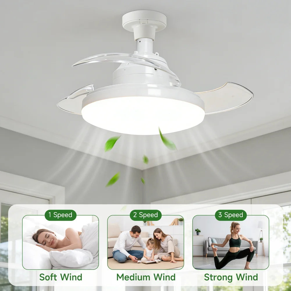 Ceiling Fan Light Suitable For E27 Base Bedroom Fan Lamp With Remote Control Fan Chandelier for Living Room Decor Fan Light