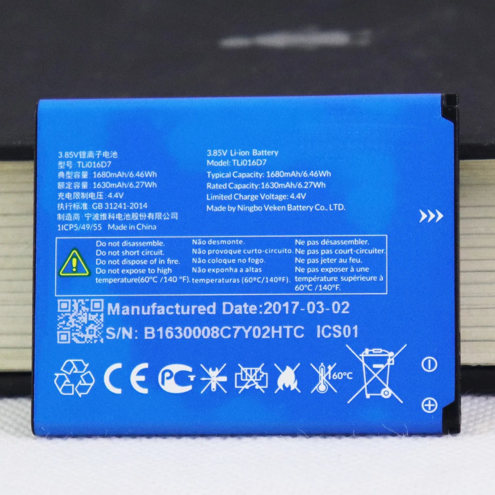 Phone Battery For Alcatel TLi013CA 1380mAh/TLi016D1 1680mAh/TLi017C7 1850mAh/TLi017D1 1850mAh/TLi019D7 2000mAh/TLi021E1 2200mAh