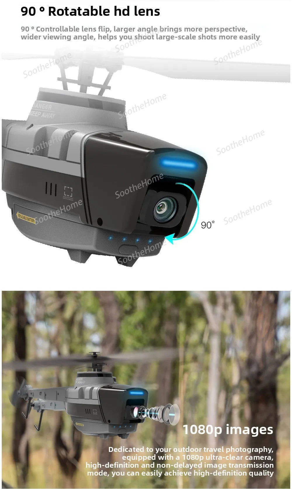 C128 RC Helicopter  2.4G System  Remote Control 1080P Camera Wifi FPV 6-Axis Sentry Drone RC Helicopter Toy