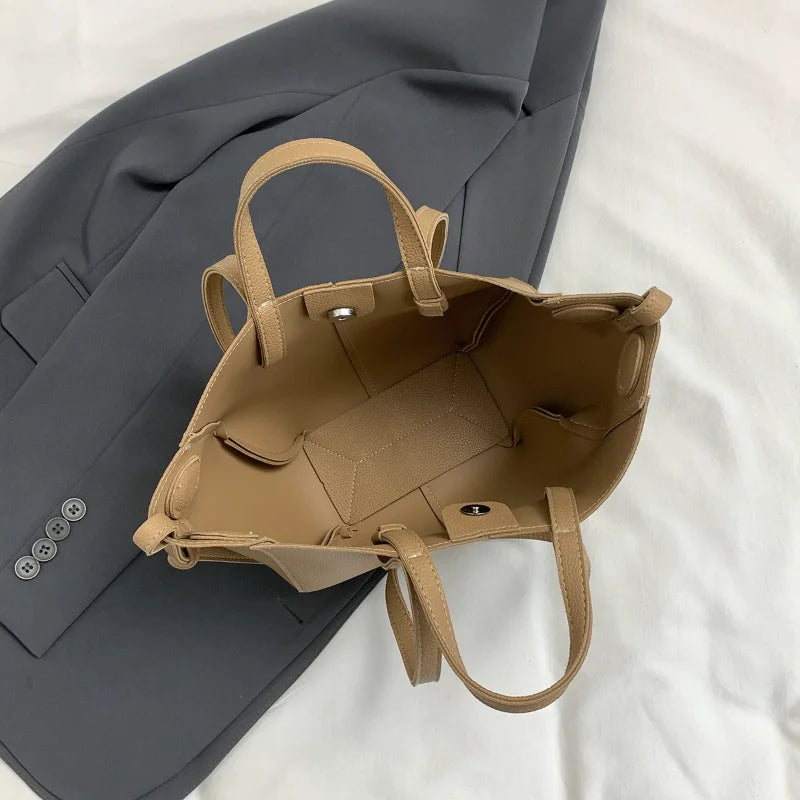 Women Leather Large Capacity Tote Bag Luxury Waterproof Handbag Commuting Shopping Travel Shoulder Backpack Fashion Bag
