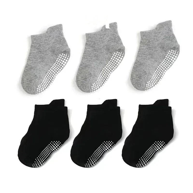 6Pairs Baby's Non-slip Floor Socks For Toddler Kids Boys Indoor Activities Learn To Walk Ankle Socks