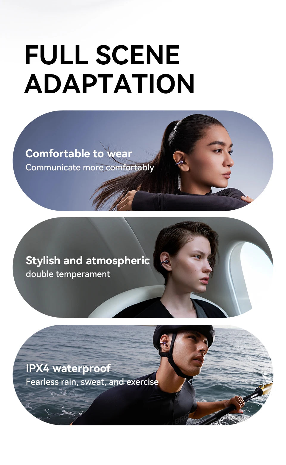 Sanag S6S Free Clip Open Ear Earphone Ear Clip 3D Stereo Sound Bluetooth 5.3 36H Playtime OWS Sport Headphones IPX4 Waterproof