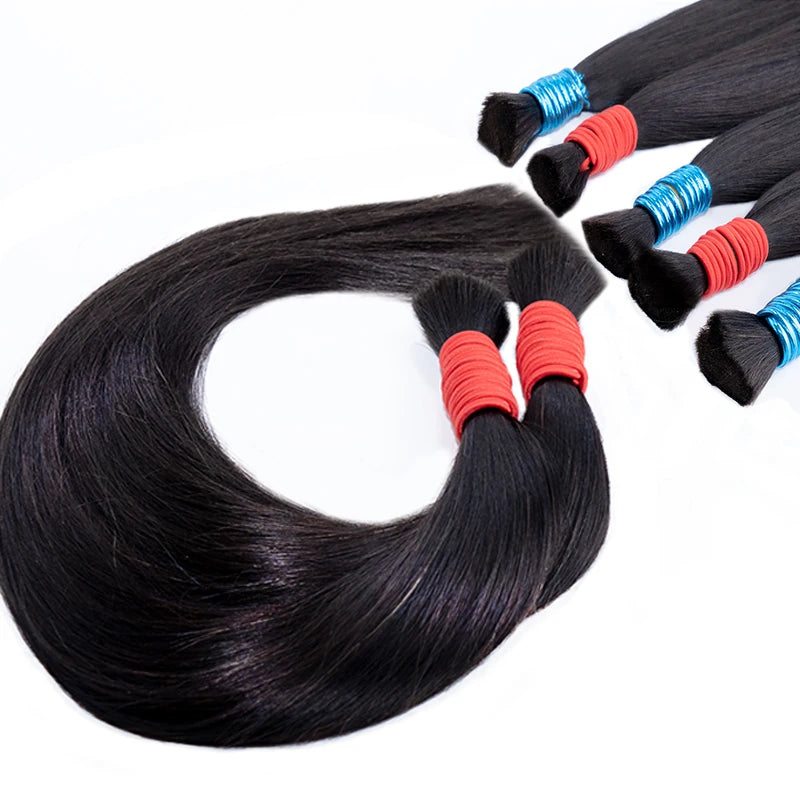 Human Hair Bulk For Braiding Straight Brazilian Virgin Human Hair Bulk No Weft for Braids Straight Bulk Human Hair Natural Black