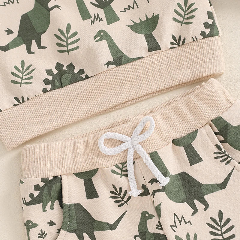 Toddler Boys Clothes Dinosaur Print 6 12 18 24 Months 3T 4T Outfits Long Sleeve Pullover Jogger Pant 2PC Sets