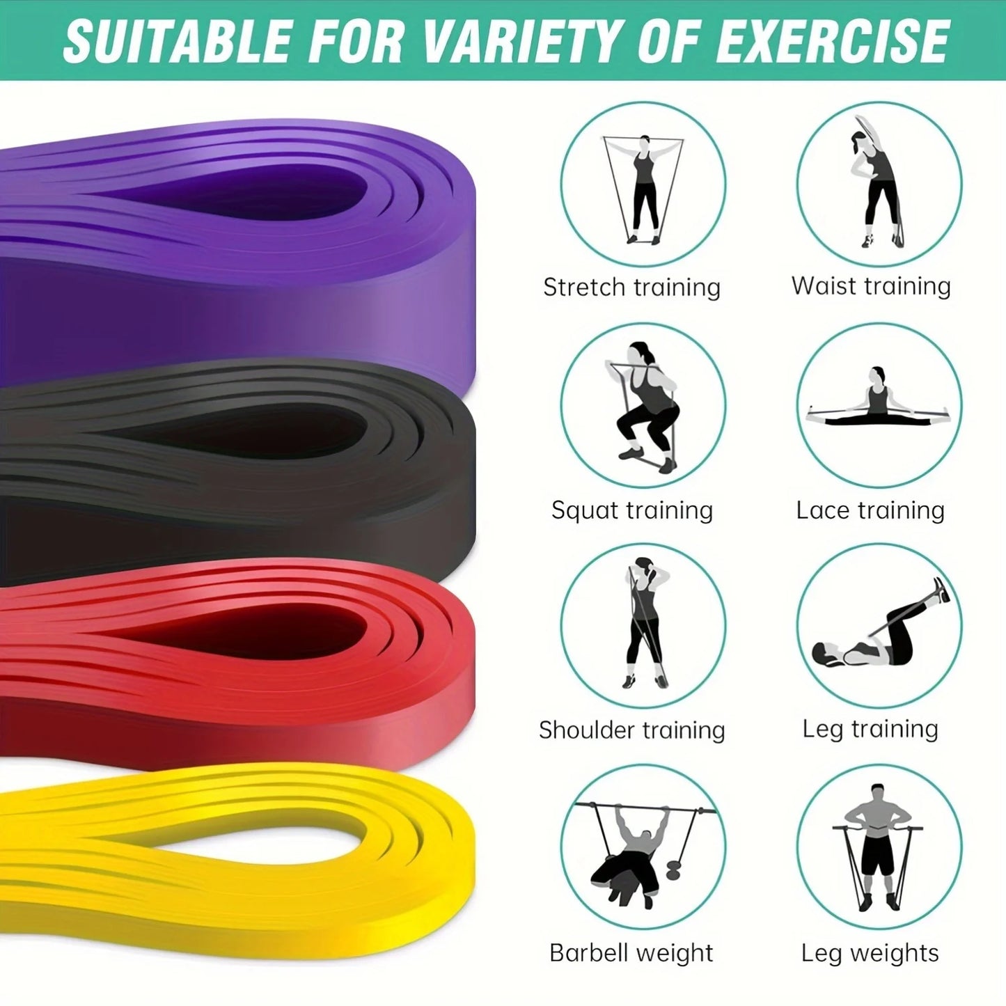 4Pcs/set Resistance Band, Pull-up Belt, Pull-up Auxiliary Belt, Exercise Belt, Leg Resistance Band, Muscle Training