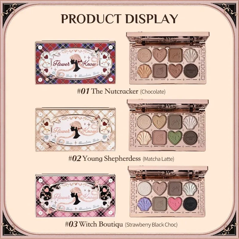 Flower Knows Chocolate SWEETIE BEAR Makeup Set Eyeshadow Palette Matte Lip Mud Blush Long Lasting Black Mascara Cream Original