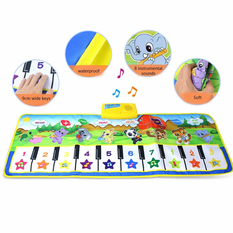 Kids Musical Carpet Baby Toddlers Fitness Keyboard Piano Mat Music Play Instrument Montessori Education Toys Gift for Girl Boy