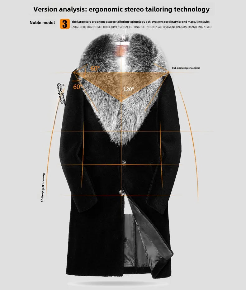 2024  Men's Imitation Fur Liner Winter Warm New Fur One-piece Coat Imitation Mink Fleece Mid-length Fur Coat  Men Jacket