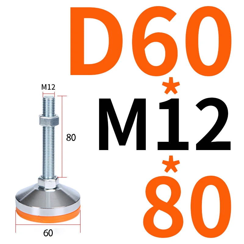 40 50 60 Heavy Metal Foot Cup/Fixed Foundation Screw/Adjustable Foot/Anti Slip Shock Absorber Support Foot M8 M10 M12 M14 M16