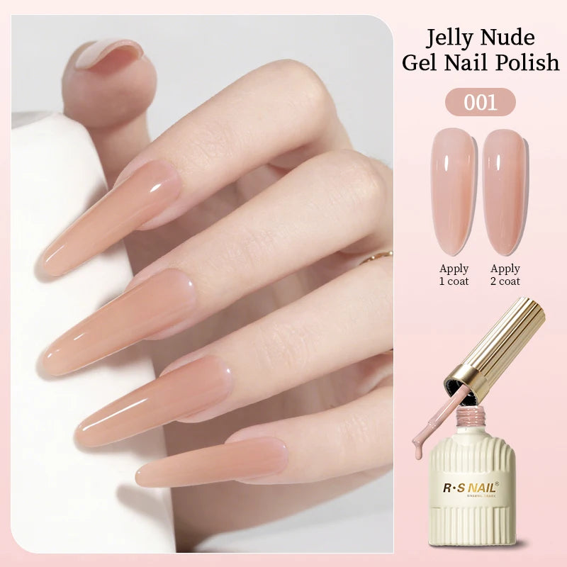 Nude Series Gel Nail Polish Soak Off UV LED Semi Permanent Jelly Nude Pink Gel Varnish Long Lasting Manicure Salon DIY Nail Art