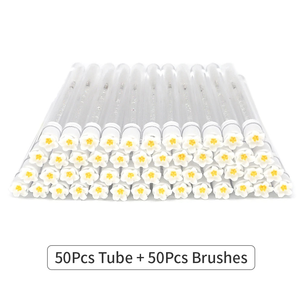 10/50Pcs Eyelash Brush Tubes With Crystal Lash Mascara Wands Eyebrow Comb Spoolies Container Lash Brush Applicators Makeup Tools