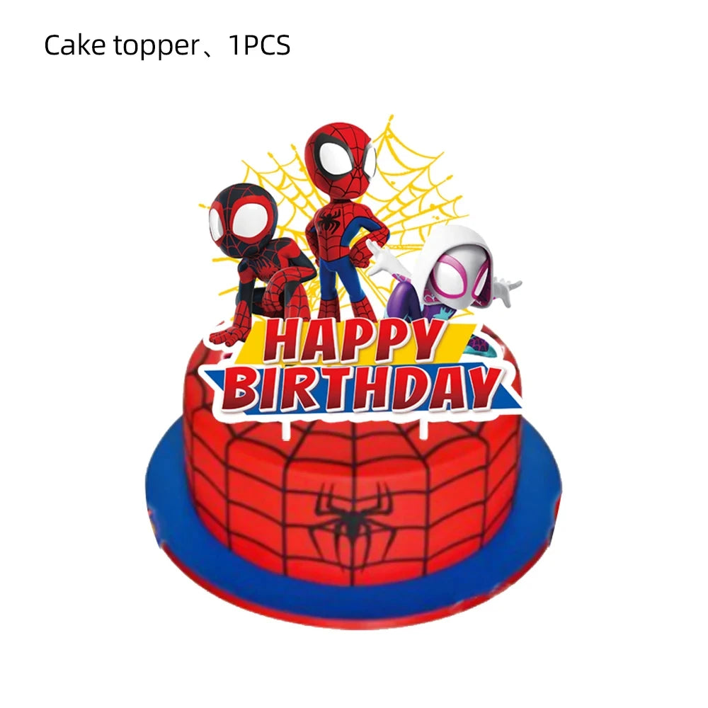 Spidey And His Amazing Friends Birthday Party Decoration Supplies Set Merry Christmas Balloons Cake Topper Tableware Party Gifts