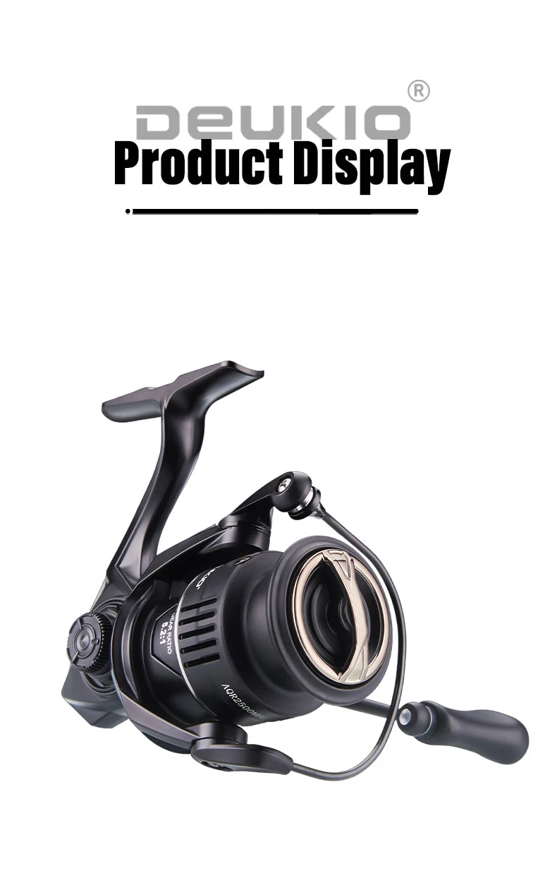 DEUKIO Ultralight Spinning Fishing Reel 172g Carbon Fiber Body 12KG Max Drag 5.2:1 7+1BB Metal Spool Long Cast Saltwater Lure