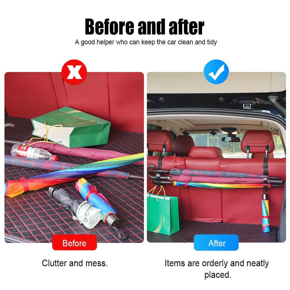 2pcs Multi-Function Car Back Seat Hook Rear Seat Headrest Hanging Hook Umbrella Holder Seat Back Storage Interior Organizer