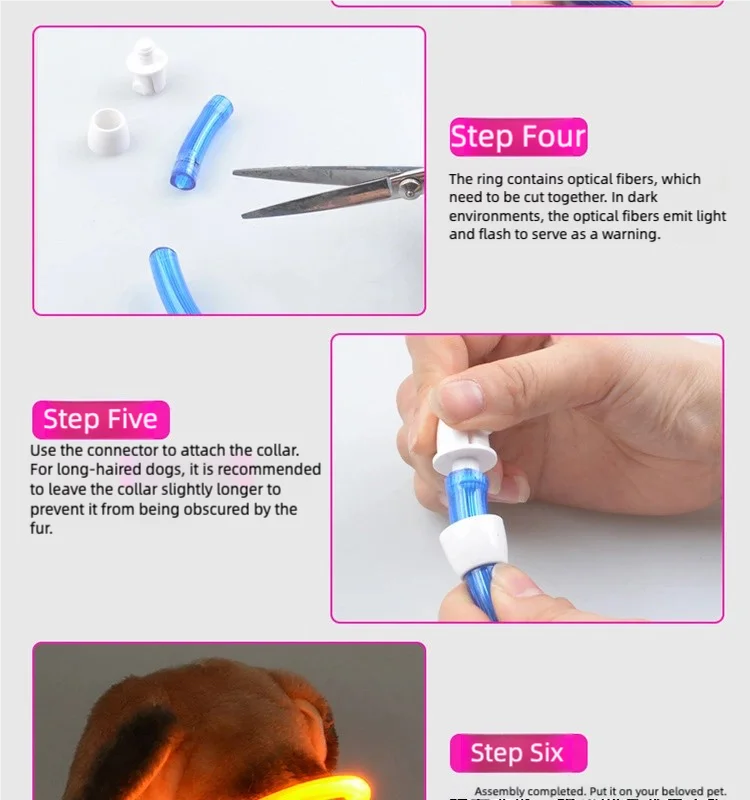 New LED Dog Collar USB Rechargeable，3 Mode Adjustable Glowing Dog Collar for Night Walking，Safe Reflective Pet Collar