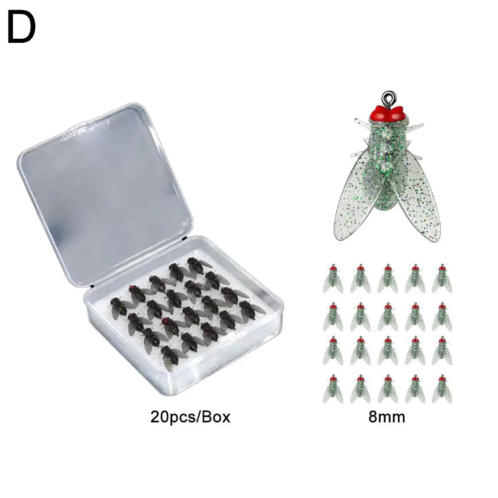 20Pcs/Box Mini Bionic Fly Fishing Bait Fly Hook Soft Bait Add Fish Attractant Fishing Gear For Salmon Trout Fishing Accessories