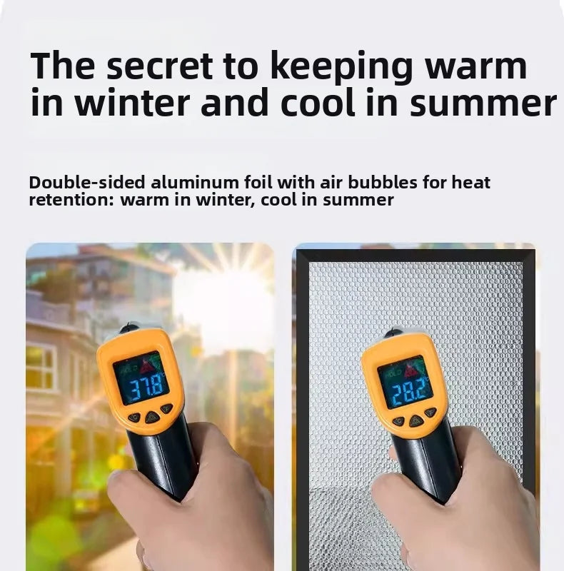 Double Sided Aluminum Foil Sun Block Curtain Retractable Heat Insulation Roller Blind Anti-UV Heat Insulation Window Sunscreen