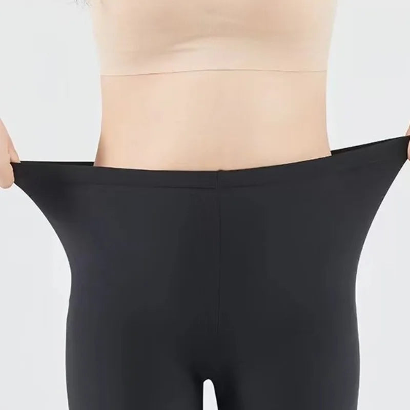 2 IN 1 Seamless Safety Shorts Panties For Women Summer Mid Waist Elastic Cool Ice Silk Undershorts Large Size Underskirt Shorts