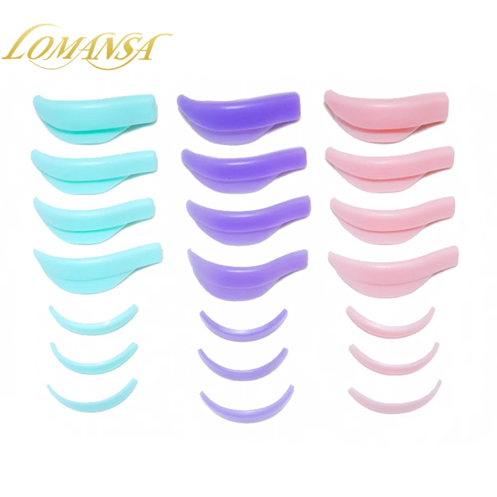 Lomansa 7 Pairs Silicone Eyelash Perming Pad Lash Lifting Kit Recycling 3D Eyelashes Curler Rod Shield Lashes Extension Supplies