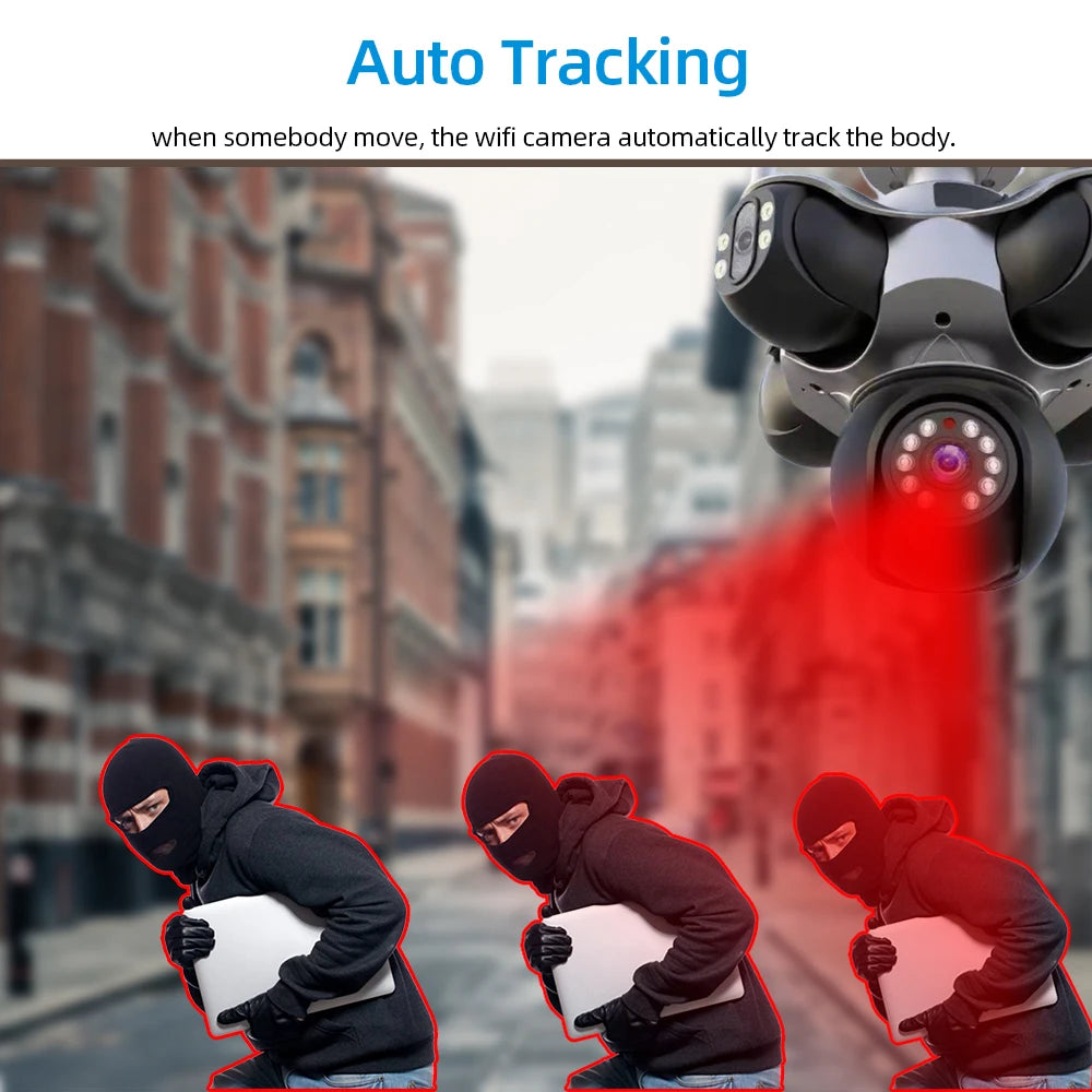 25MP 4K Wifi Panoramic Security Camera Outdoor 5 Lens 5 Screens Auto Tracking Wireless PTZ CCTV Video Surveillance Camera