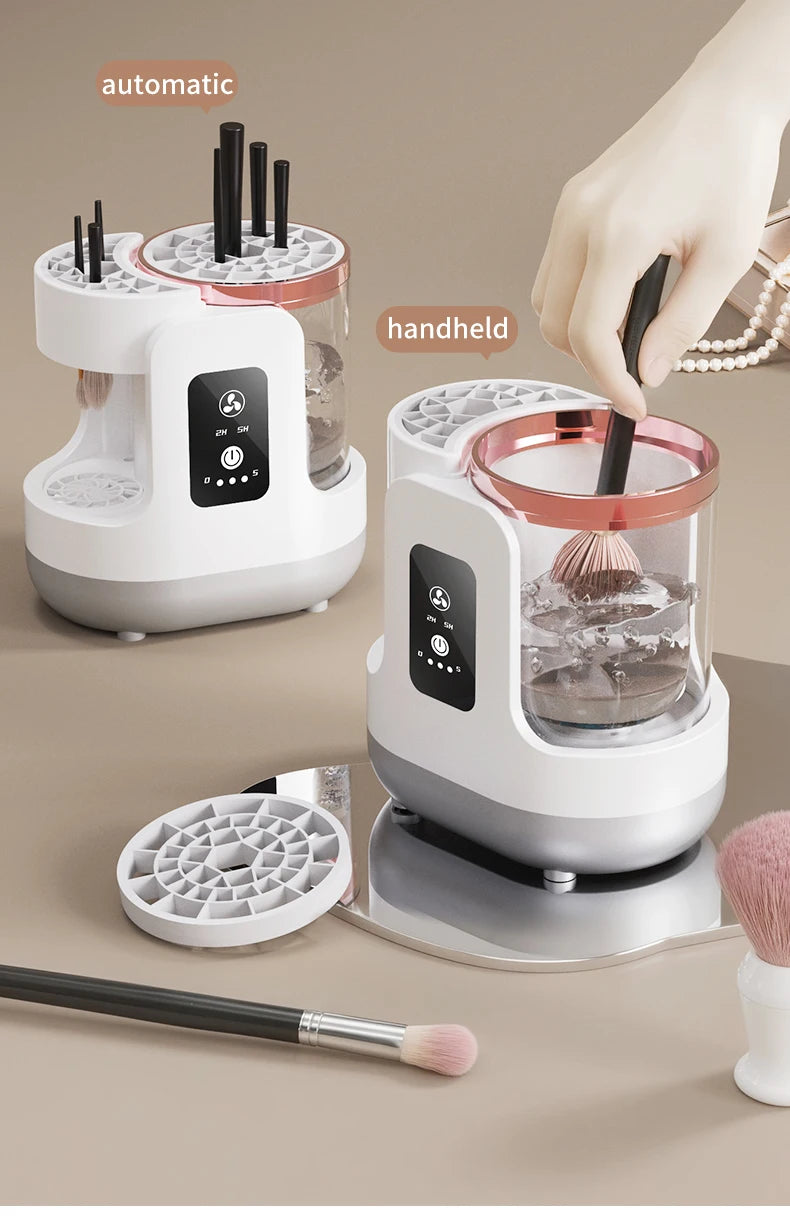 USB Electric Makeup Brush Cleaner 3-in-1 with Automatic Quick-Drying Support Device - Makeup Brush Cleaning And Drying Book Tool