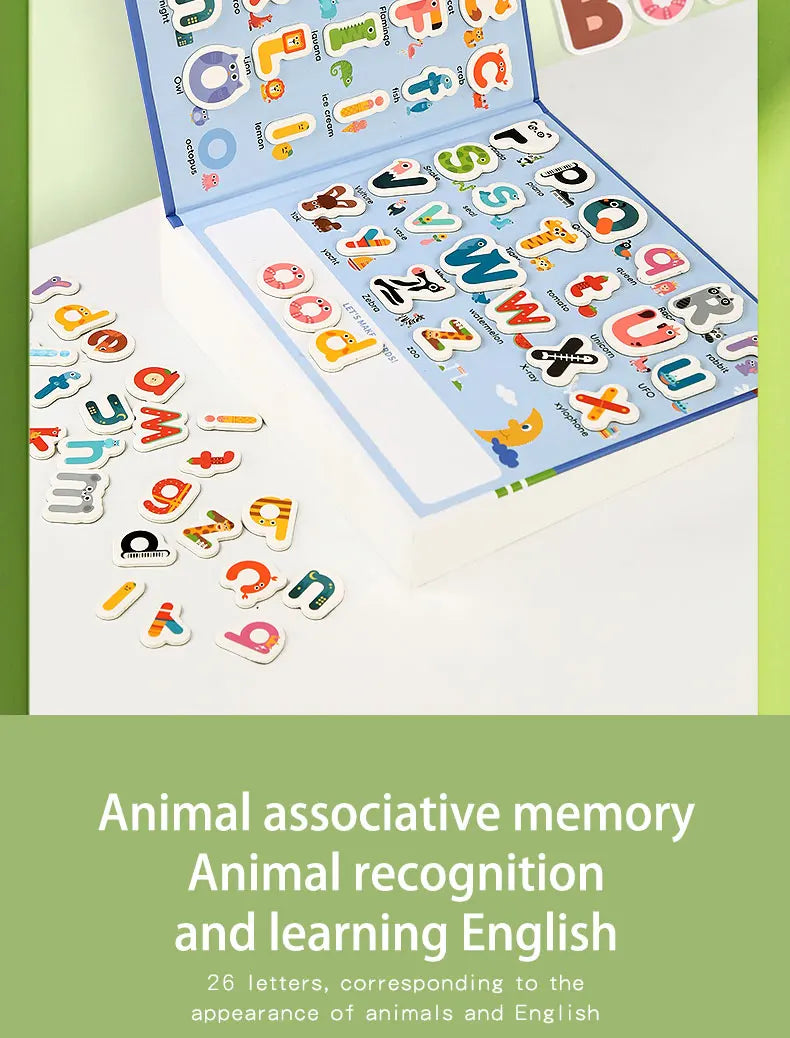 Montessori Busy Quiet Book English Magnetic Letters Card Pairing Exercise Puzzle Spell Games Educational Toys For Children Gifts