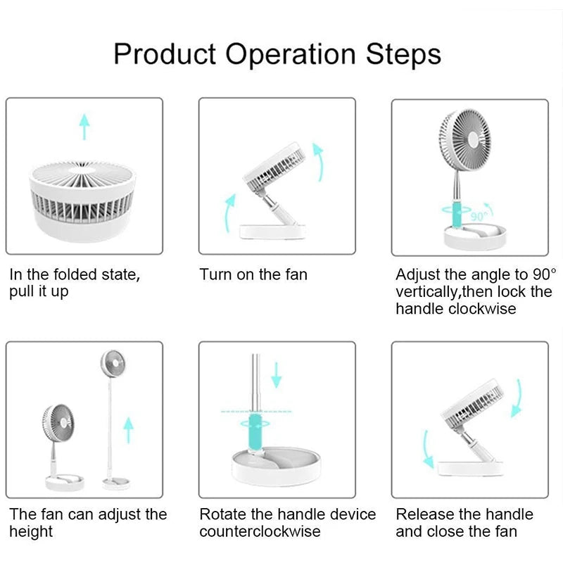 Retractable Fan USB Charging Telescopic Foldable Portable Mini Electric Fan Dormitory Outdoor Cooling Appliances Adjustable Fans