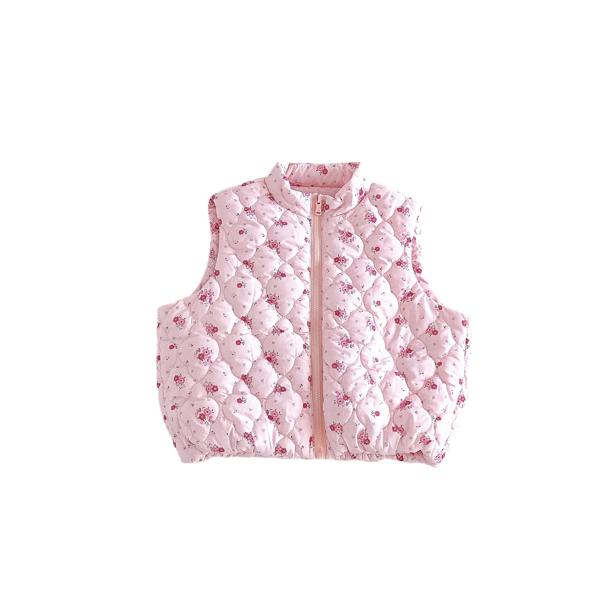 2026 New Winter Girls Quilted Floral Padded Vest | Thick Cotton Gilet | Cute Warm Outwear