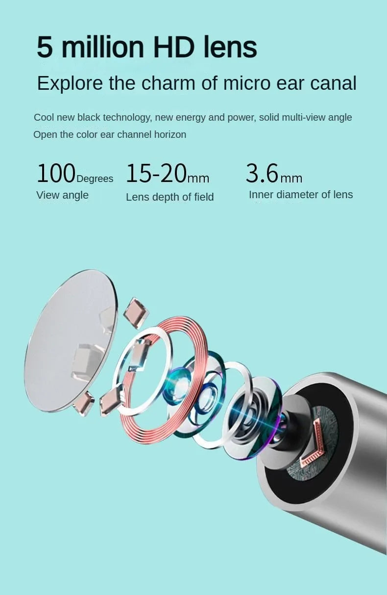 Smart Visual Ear Cleaner HD Ear Sticks Otoscope USB C Charging Endoscope Wax Removal Tool Earpick MIni Camera Health Care Set