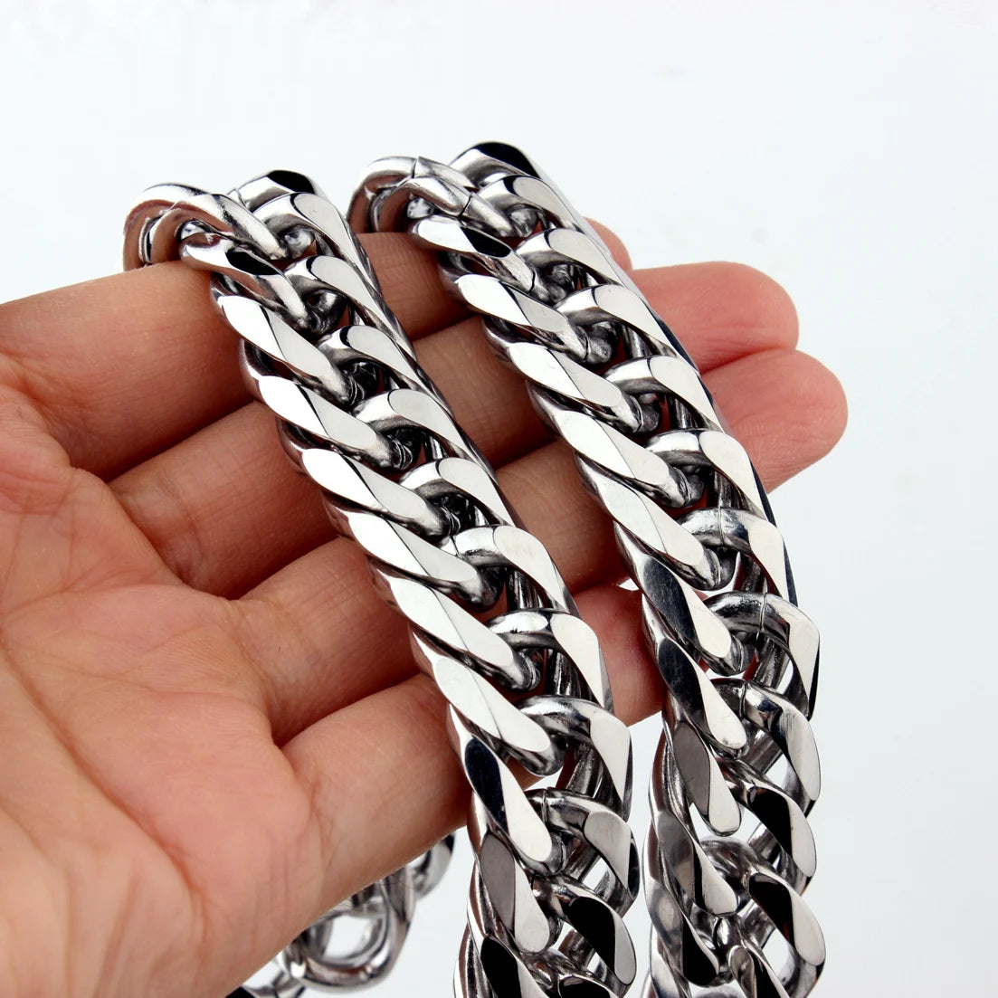 9/11/13/16/19/21mm Heavy Polished Stainless Steel Necklace Men Curb Cuban Link Chain Necklace Or Bracelet Choker Jewelry 7-40"