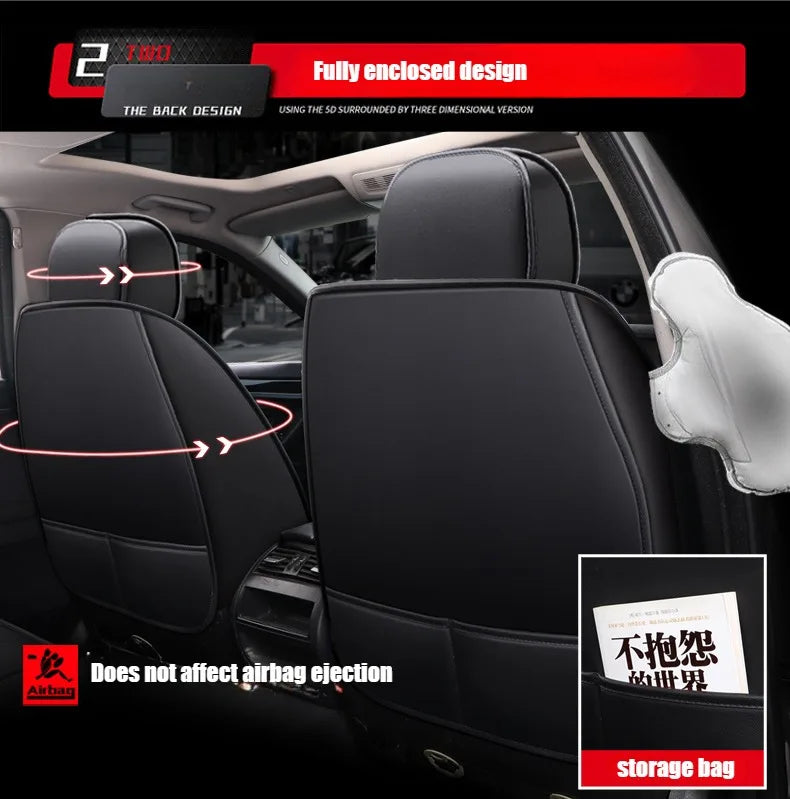 5- Seater Full Seat Universal Car Seat Cover, Breathable and Waterproof Faux Leather Automotive Seat Covers for Cars SUV Sedan