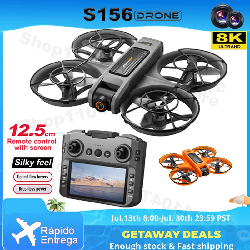 S156 Mini Drone 8K HD Dual Cameras 360° Stunts 5G WiFi Brushless Motors Quadcopter with Obstacle Avoidance for Kids Adults Toys