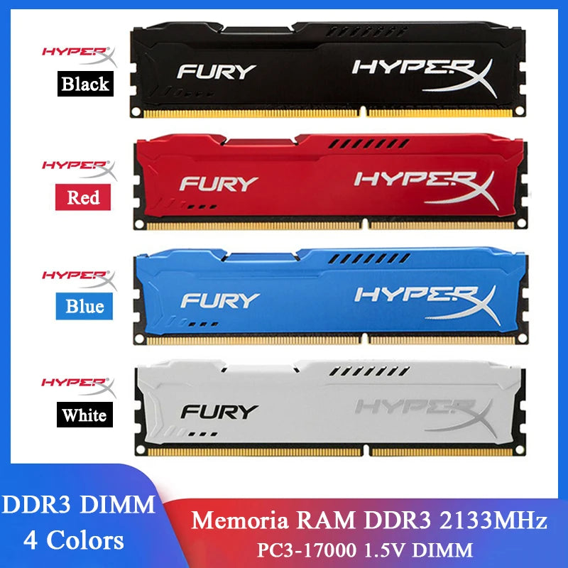 DDR3 Fury Memoria RAM DDR3 8GB 2133MHz 8GB 2400MHz PC3-19200 PC3-17000 Desktop Memory 240Pins DIMM 1.5V DDR3 RAM Memory Module