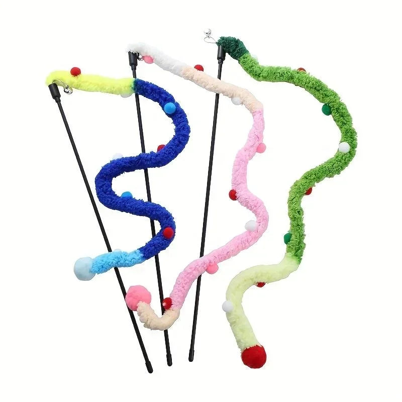 Pet Cat Interactive Teaser Toy Soft Plush Strip Wands Toys for Kitten Cats Play Pet Supplies for Fun And Exercise