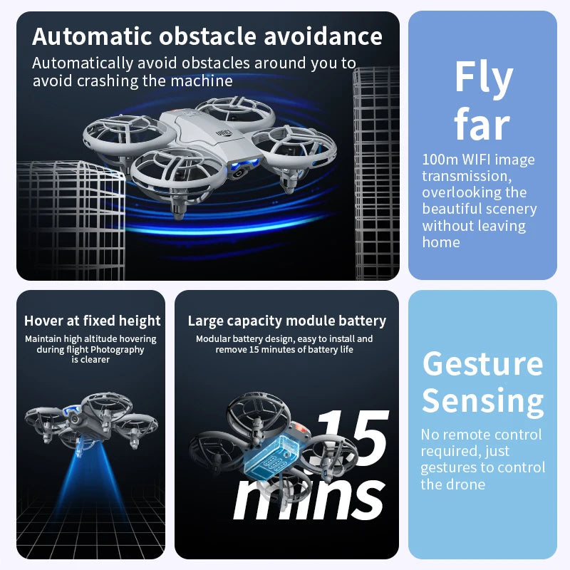 V8 Mini Drone 4K Profession HD Wide Angle Camera WiFi FPV RC Dron Height Keep Helicopter Foldable Quadcopter UAV Toys Gift