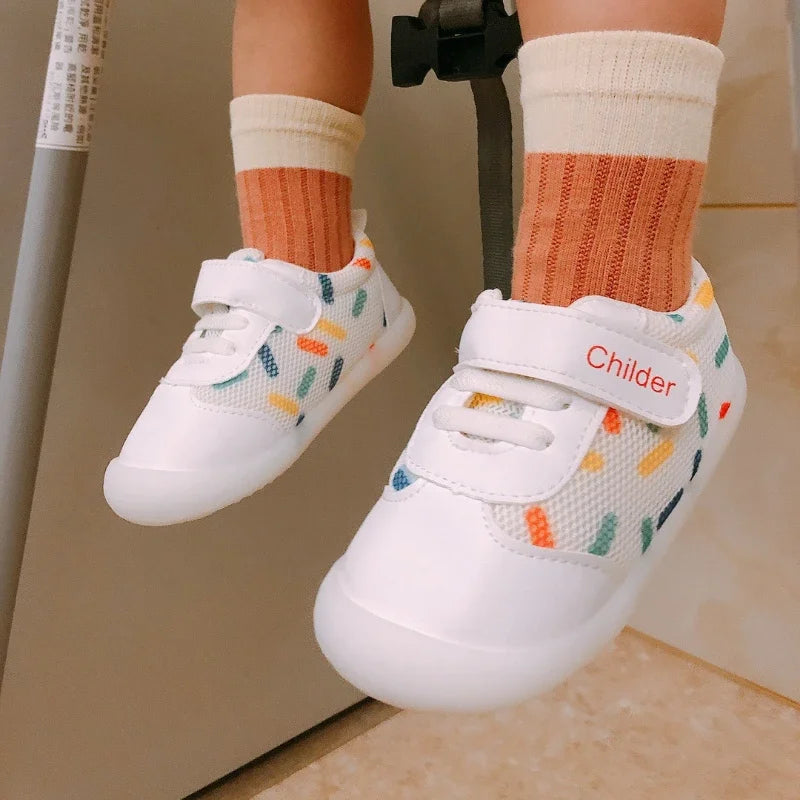 Boys/Girls Baby Walking Shoes 2025 Spring/Autumn New 0-2 Year Old Shoes Soft Sole Mesh Breathable Baby Shoe Nude Shoe Bebê أحذية
