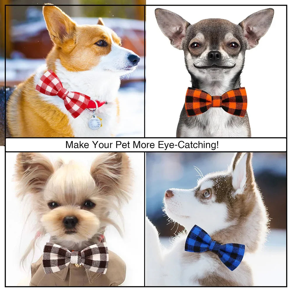 50pcs Cotton Glaid Dog Bowtie Sliding Pet Dog Collar Bow Bulk Small Doga CataBow Tie For Dogs Pets Grooming Dog Accessories