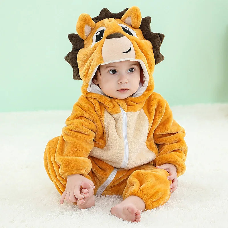Baby Kigurumi Dragon Cow Monkey Animal Cosplay Costume Baby Girl Pajamas Winter Plush Jumpsuit for Toddler Boys 1 to 2 3 4 Years