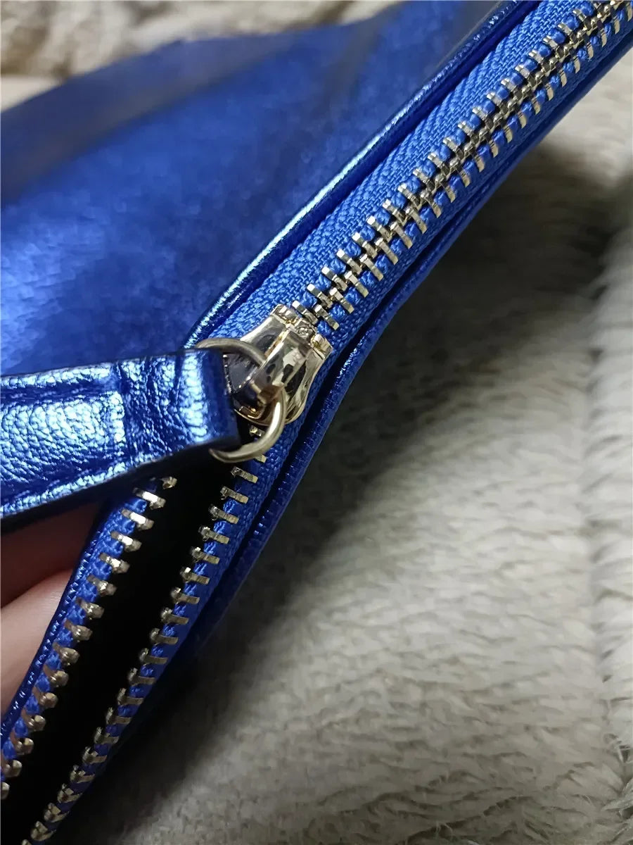 Women Day Clutch Bags Luxury Designer Lady Handbags Female Envelope Bags PU Leather A4 Briefcase Bolsa Wallet Silver