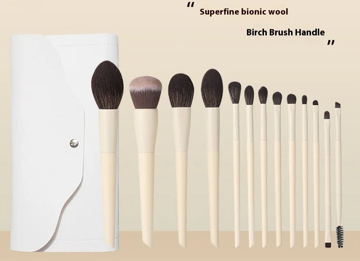 13pcs Synthetic Fiber Makeup Brush Set: Foundation Brush, Eyeshadow Brush, Highlight Brush, Eyebrow Brush, Eyelash Brush