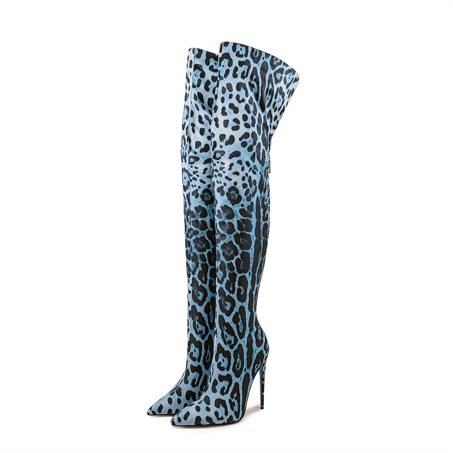 2024 Women's Euro-American Zebra Print Over-the-Knee Boots - Paneled Pointed-Toe Back-Zipper Stiletto, Plus Size Fashion Chic