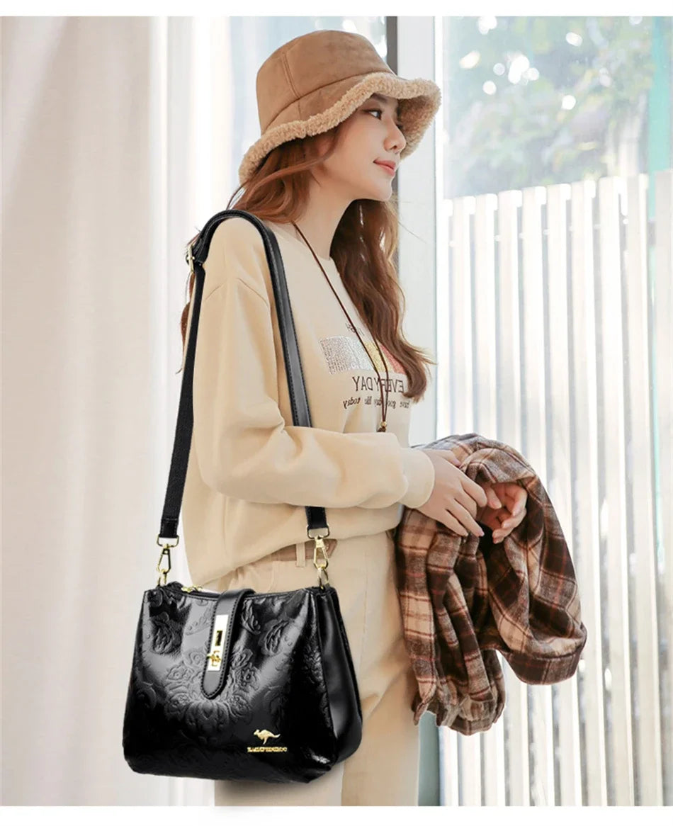 3 Layers Women 2024 Luxury Handbags Women Bags Designer Casual Shoulder Bags High Quality Leather Crossbody Bags for Female