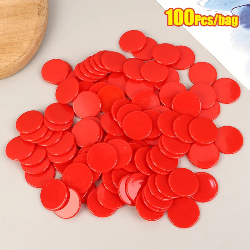 100Pcs 25MM Learning Education Math Toy Plastic Poker Chips Bingo Chip Markers Token Family Club Party Counting Toy