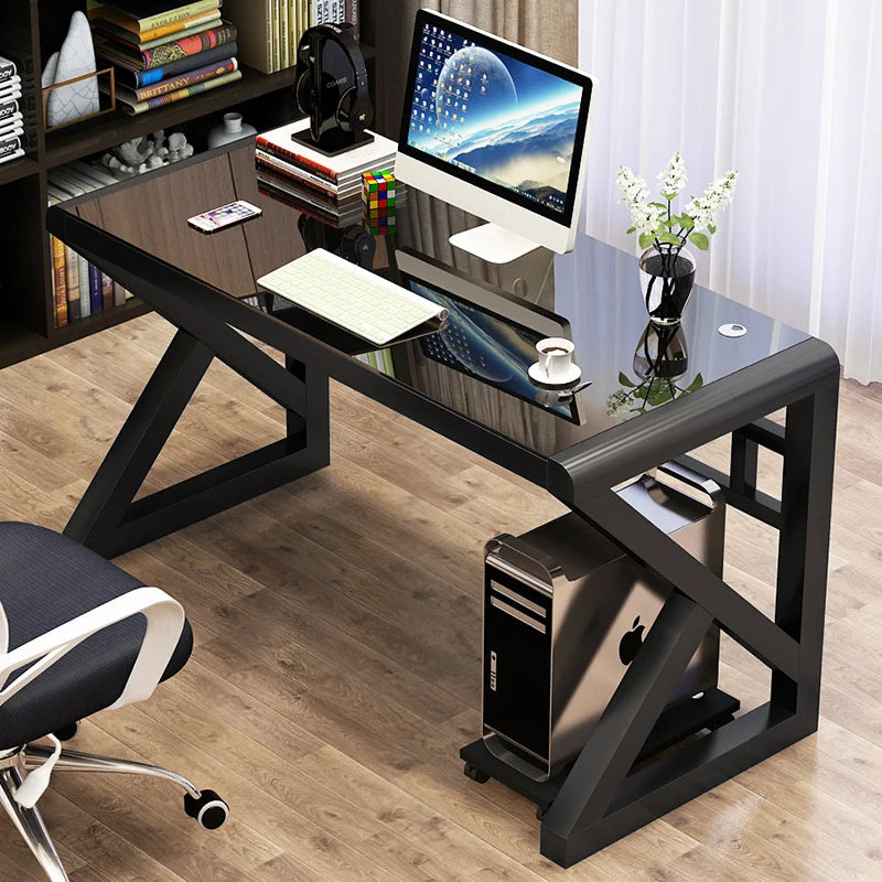 Desktop Computer Desk, Desk, Student Home, Bedroom Tempered Glass Gaming Table, Workbench