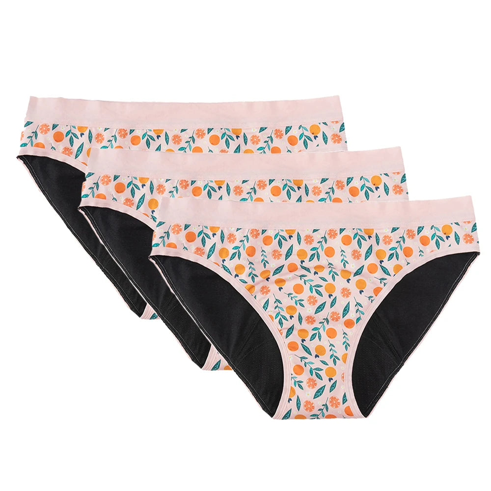 3PCS/Lot Girls Cotton Menstrual Panties For Teenager Printing Fabric Underwear 4-Layers Medium Flow Absorption Panties for Girls