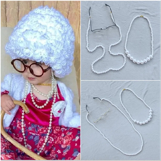 Cosplay Kids Boy Girl Hat Cute Old Lady Woman Curly Hair Wig Cap Skullies Beanies Winter Warm Knit Children Baby Hats and Caps