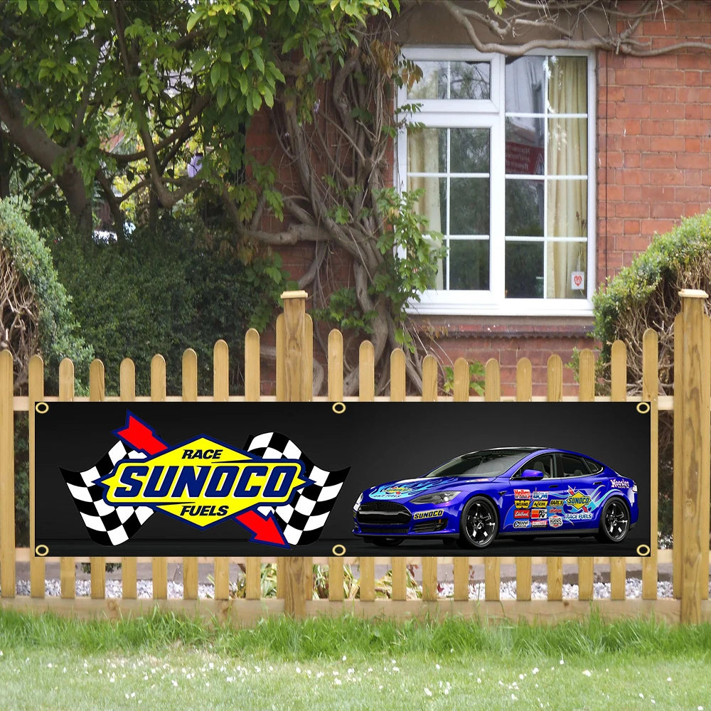 60X240cm Sunocos racing car Banner Flag Polyester Printed Garage or Outdoor Decoration Tapestry